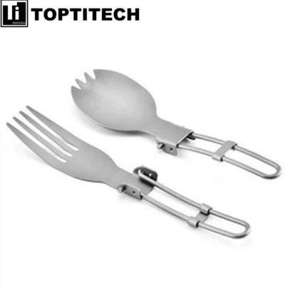 Vikbar ren titan sked och gaffel